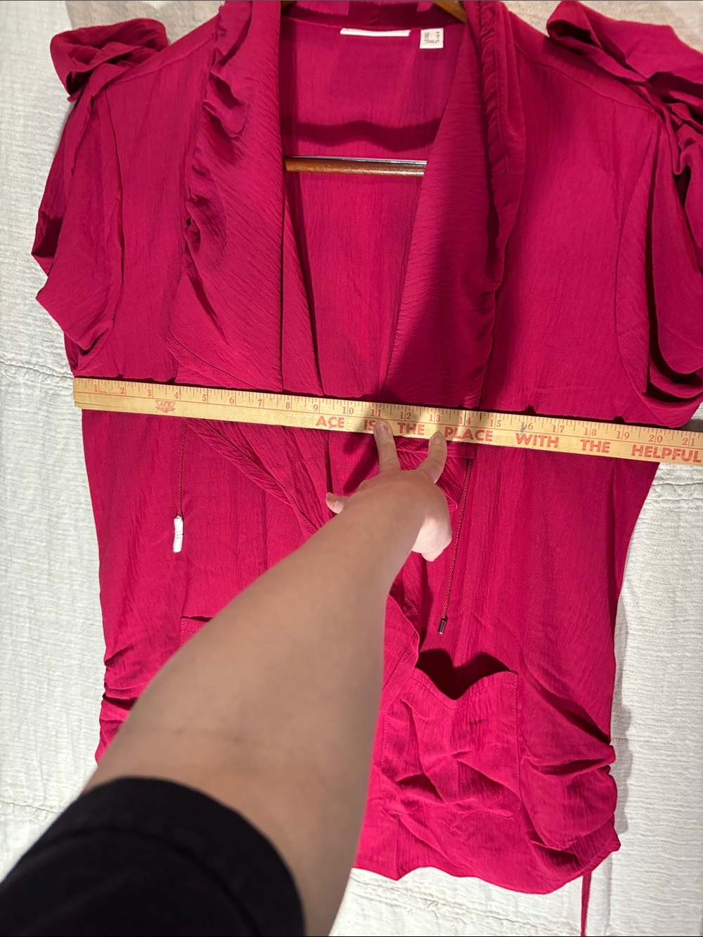 Susan Graver Raspberry Rose Crinkled Woven Drape Front Cardigan NWOT - Picture 9 of 12